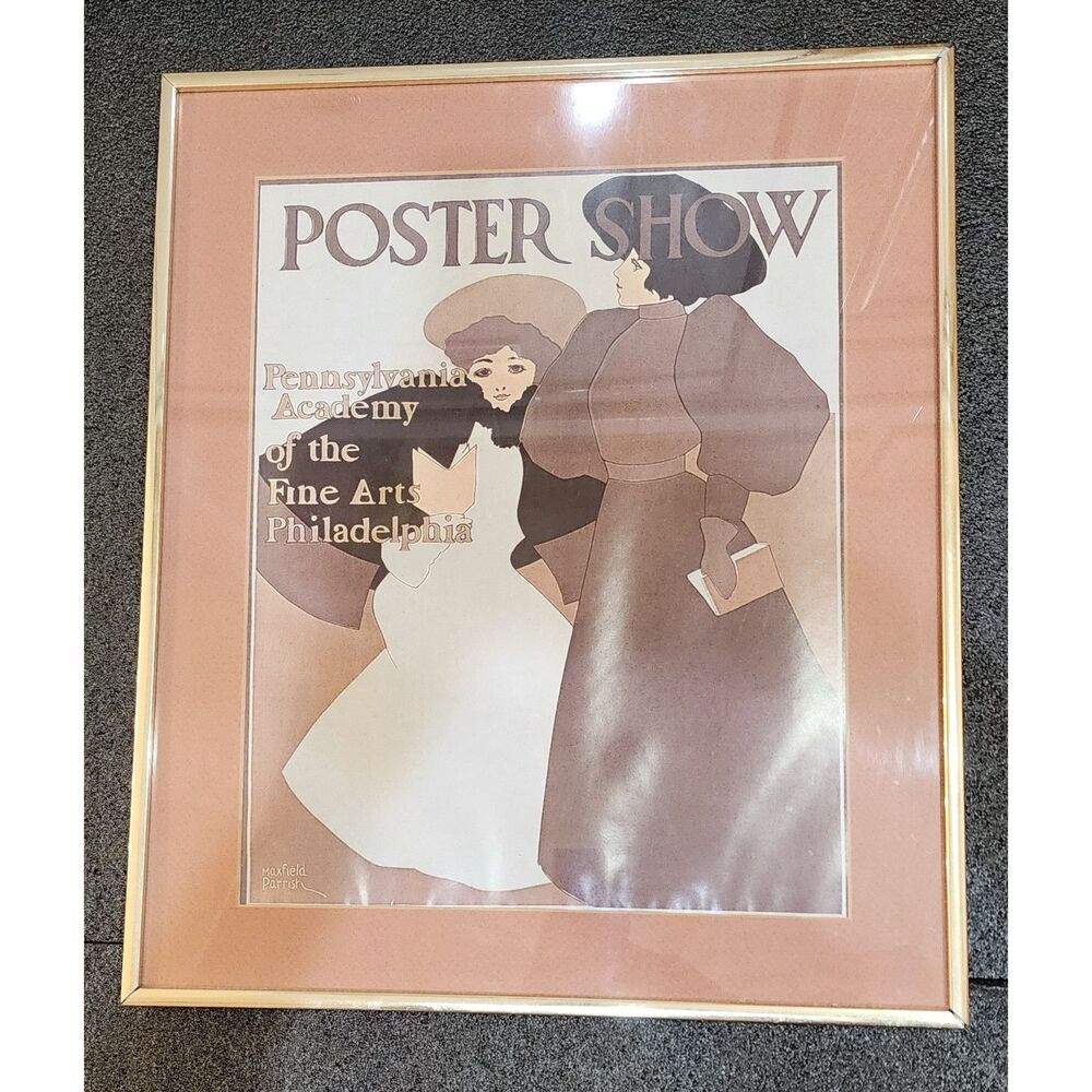 Vintage-style framed reproduction of Maxfield Parrish’s “Poster Show"